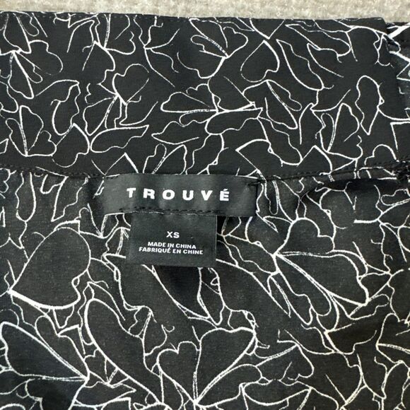 Trouve‎ Women V-Neck Wrap Top Collared XS Abstract Art Pattern Career Chiffon - Picture 6 of 9